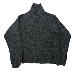 Donna Monica Italy 1/4 Zip Mock Neck Sweater Wool Alpaca Pullover Gray Sz Small